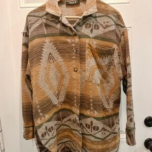 Western Patterned Button-Up Shacket
